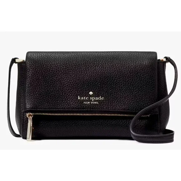 S Kate Spade Leila Mini Zip Crossbody Bag Black Leather Purse KE487 NWT $329 - Picture 2 of 9